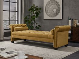 Taburete de sofá grande rectangular, marrón