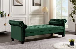 Taburete de sofá grande rectangular, verde