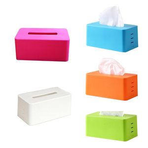 Boîte à serviettes en tissu rectangulaire en plastique distributeur de papier toilette porte-étui décoration de bureau à domicile (bleu) 21.5*9.3*12cm