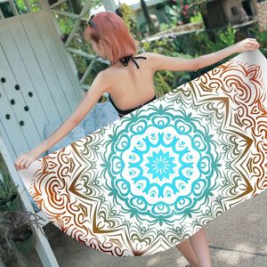 Serviette de plage rectangulaire, imprimé mandala, serviettes de piscine sans sable, toalla en microfibre, toalha d'été