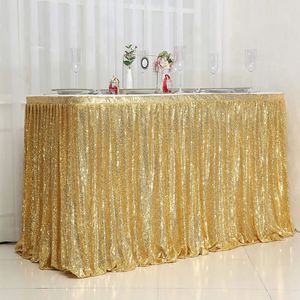 Couverture de jupe de Table rectangulaire, paillettes pour mariage, noël, fête d'anniversaire, accessoires de décoration de la maison, 240112