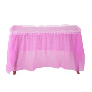 Jupe de Table rectangulaire, décoration douce, tissu d'anniversaire, accessoires de maison de mariage, nappe verte rose violette 240131