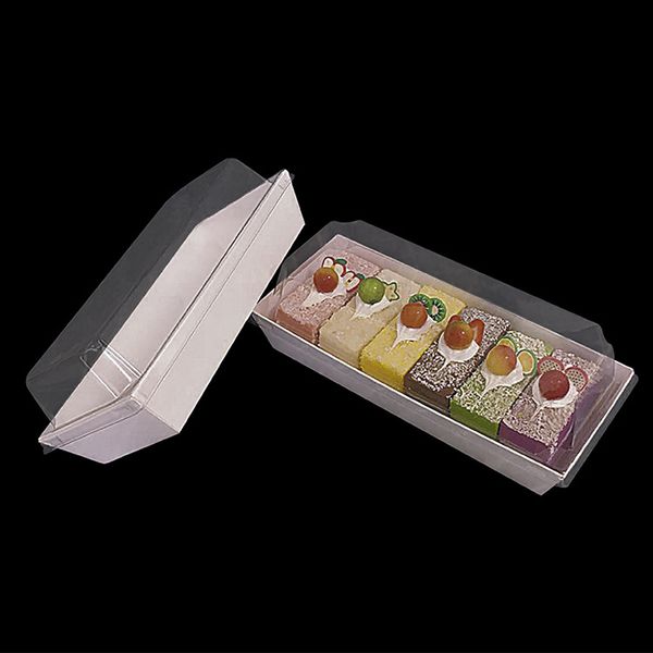 Caja de embalaje de alimentos de cartón blanco Rectangular, contenedor de envoltura de sándwich, cajas de paquete de panadería para pasteles, pan y aperitivos