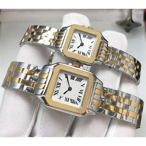 Montre femme rectangulaire couple montres en or haute qualité panthère 22 27mm montre carrée cadeau classique étanche sport montre luxe u1 or argent couleur xb017 B4