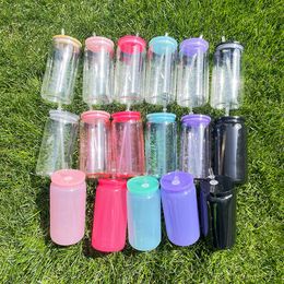 Niños reciclables aron 16 oz de plástico con tazas de cerveza en forma de acrílico colorado de bebida fría de refrescos con pinos de pp coloridos para envolturas de dtf UV, vendido por caja