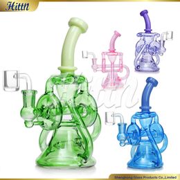 Recycler Bong Dab Rig Hookahs 8,7 inch 420 Glas Bong Rookwaterpijp met 14 mm Quartz Banger