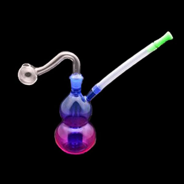 Reciclador Dab Rig Pipa de agua Pipas para fumar Bongs de cenicero de vidrio de color portátil con tazón transparente de 10 mm y manguera de silicona Quemador de aceite de vidrio Bong para regalo de fumadores