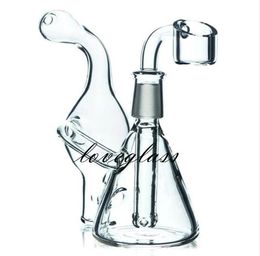 Reciclador Dab Rig tuberías de agua vidrio Bong de agua Vidrio Quemador de aceite Tubo Vaso Base espiral perc Bongs Tubería de agua Cachimbas con junta de 14 mm