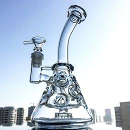 Recycleur verre Bong bécher Dab plate-forme narguilés bécher Fab oeuf suisse Perc pomme de douche tuyau d'eau 14mm femelle MFE09