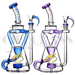 Tubos de agua recicladores de 10 pulgadas GiliGlass Dab Rig Hookha Bongs de vidrio Plataformas petroleras Filtro grueso y pesado que recicla pipa para fumar con recipiente y clavo de cuarzo