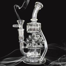 Recycler Glas Water Bong DAB RIGHT SHISHA WAAKAH PIPES CLEAR ROKENDE PIJP DIKE OLIE DAB RIGS MET 14 MM Kom Gecompliceerde zeilbootvorm 8.5 inch