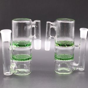 Recycler Honeycomb Ashcatcher 18mm Double Percolateur Bong Ash Catchers Two Function Bubbler Glass Ash catcher Oil Rigs Accessoires