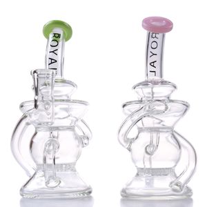 Royal Glass Hookahs Water Bong avec Honeycomb Perc Color Lip Femelle 14.5mm Recycle Dab Rigs