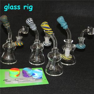 Narguilés recycleur plates-formes pétrolières épais pipe à fumer en verre capiteux Dab grands bongs conduites d'eau avec bol coloré Perc 14mm