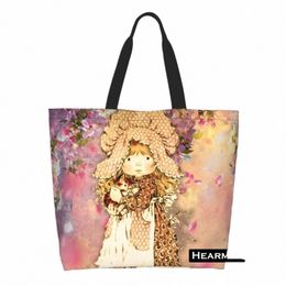 Recycling Carto Sarah Kay Shop Tas Women Shoulder Linen Tote Bag Duurzame Kawaii Girl Grocery Shopper Bags K4N3#