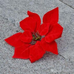 Rojo 100p Dia 20cm 7 87 Simulación artificial Poinsettia de seda Flor de Navidad Flores decorativas2143