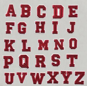 Rood 26 Engelse alfabet borduurwerk stick stick Diy heet-smelt lijm strijken naaien decoratieve kledingpatch