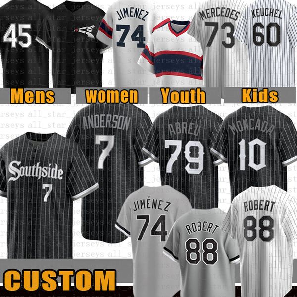 Maillot de baseball personnalisé Eloy Jimenez Chicago Blanc Tim Anderson Jose Abreu Luis Robert Yoan Moncada Bo Jackson Yermin Mercede Keuchel Joe Kelly Michael Kopech