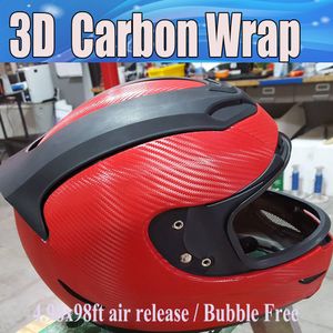 Feuilles de Film d'emballage de voiture en Fiber de carbone 3D rouge, vinyle en Fiber de carbone avec Drain d'air pour couvertures de véhicule, feuille de vinyle 1,52x30 m/rouleau
