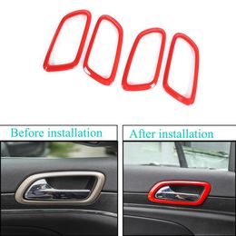 Rode ABS Binnendeur Kom Ring Decoratieve Voor Jeep Grand Cherokee 2011 Hoge Kwaliteit Auto Exterieur Accessories2591