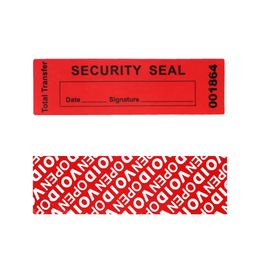 Étiquettes adhésives rouges Autocollants/sceaux inviolables Garantie Autocollant d'étiquette de sceau vide avec numéro de série unique Étiquette de haute sécurité 240229