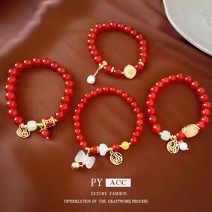 Red Agate Bowknot Flower Bracelet Fashion Personality HandSstring China-Chic Simple Versatile Girl Girl