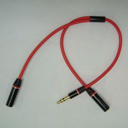 Cable auxiliar rojo, Cable de extensión para auriculares, Cables de Audio Jack de 3,5mm, macho a 2 hembra, divisor Y para altavoz de teléfono de coche, portátil y PC