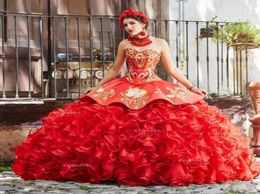 Vestido de fiesta rojo Vestidos de quinceañera Cariño Falda hinchada Cuentas Vestido dulce 15 Vestidos de fiesta de encaje de tul Vestido del desfile40390949280982