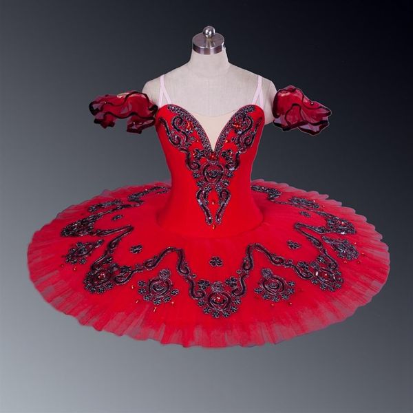 Tutú de Ballet rojo, disfraces de tutú de Ballet profesional para adultos, disfraces de Ballet del lago de los cisnes de morera para niñas, belleza del sueño Bl2970