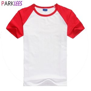 Rouge Baseball T Shirt Hommes Femmes Marque Raglan Manches Coton D'été T Chemises Hommes Casual À Manches Courtes O Cou Tops Tee Shirt Homme 210726