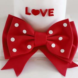 Red Big Bow Angel Cupid Bear Hearts Love You Cake Topper pour les décorations de fête de la Saint-Valentin