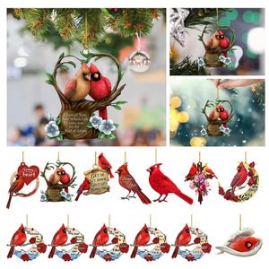 Colgante de pájaro rojo Decoración de acrílico de Navidad Colgante para siempre Adorno Araña de coche Decoración colgante G0704