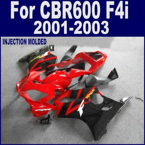 100% injectie rood zwart lichaamswerk voor Honda Fairing Kit CBR 600 F4I 01 02 03 CBR600 F4I 2001 2002 2003 Valerijen