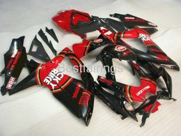 Kit carénage noir rouge pour SUZUKI GSXR600 GSXR750 2008 2009 2010 carénages GSXR 600 750 08 09 10 Moulage par injection HH40
