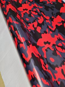 Vinyle de camouflage de neige rouge noir gris pour emballage de voiture avec dégagement d'air brillant autocollants de camouflage mat graphiques de camion auto-adhésifs 152X307115263