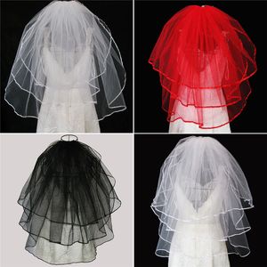 Red Black Ivory White Bridal Tulle Veils with Comb 3 Layer Beautiful Wedding Veil for Bride Engagement Wedding Accessories Veil