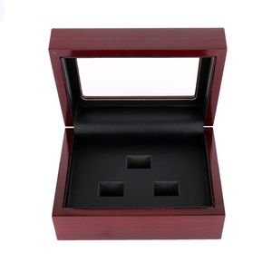 Rood Zwart PU Leer Houten Doos Organizer Draagbare 12x16x7cm 2-9 Hole Case Kampioenschap Sport Ring