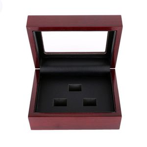 Rood Zwart PU Leer Houten Box Organizer Draagbare 12x16x7cm 2-9 Gat Case Kampioenschap sport Ring313U