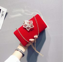 Rouge noir Velet strass sac de soirée sac à main de mariage bague diamants chaîne épaule sacs à main cristal sac de soirée 2020