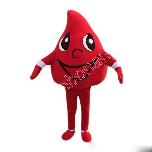 Gouttes de sang rouge Costumes de mascotte de goutte d'eau Costume de fantaisie de bande dessinée pour le costume de carnaval de mascotte de thème d'animal adulte déguisement d'Halloween