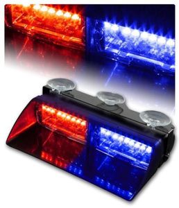 Rood Blauw 16 LED LED's met hoge intensiteit Wetshandhaving Noodwaarschuwing Stroboscooplampen voor binnendak Dash-voorruit 5146491