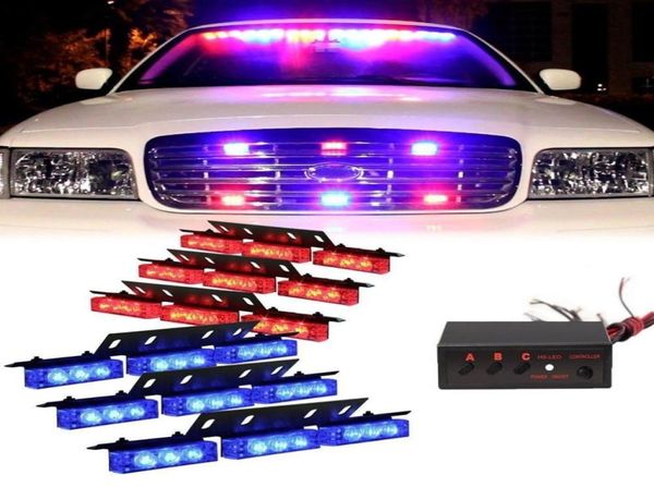 Rouge bleu 54 LED 6X 9LED avertissement d'urgence voiture véhicule Police tableau de bord gril lumière stroboscopique Bar8268328