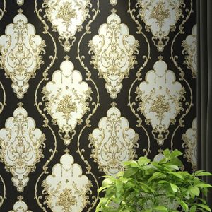 Papel tapiz de Damasco Floral europeo clásico victoriano, rojo, azul, negro, dorado, estéreo 3d, rollo de papel de pared, decoración del hogar, sala de estar, 276z