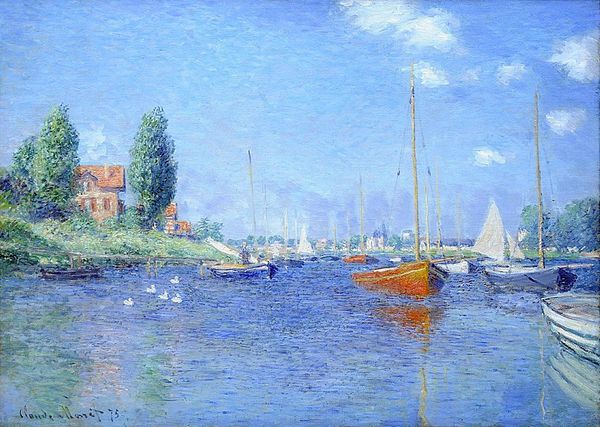 Bateaux rouges, Argenteuil de Claude Monet peintures sur toile, chef-d'œuvre d'art à l'huile pour bureau, salle d'étude, décoration murale, peinture de paysage peinte à la main