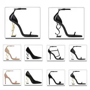 Designer sandalen ontwerper hakken hoge hakken vrouwen y5l luxe octrooi lederen gouden toon drievoudige zwarte black nuede rode dames dame mode sandalen feest trouwkantoor hakken