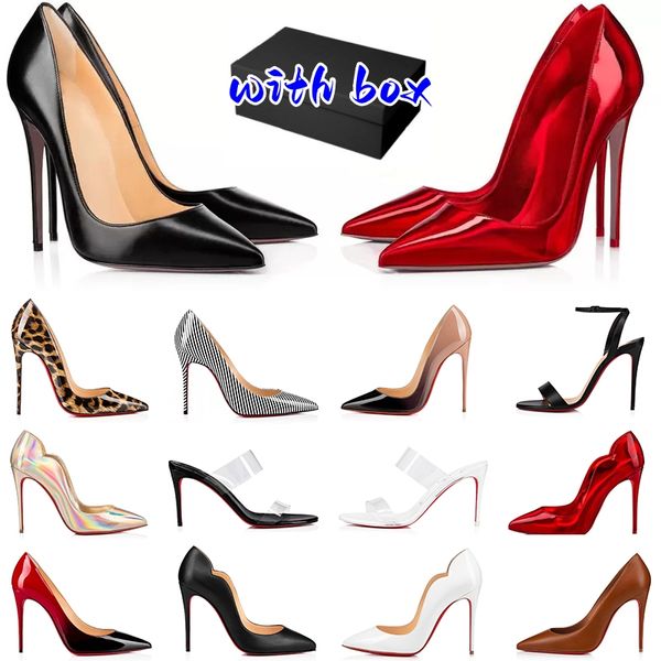 Red Bottoms Designer High Heels Hobe Chaussures Sneakers Luxury Pinter Rivets Triple Black Blanc Champagne en cuir en cuir Party Extérieur pour femmes chaussures 35-44