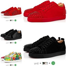 Rode bodems designer schoenen lage kleding schoenen casual schoenen sneakers zwart wit groen grijs rood patent leer suede heren spikes trainers sport sneaker hogere kwaliteit