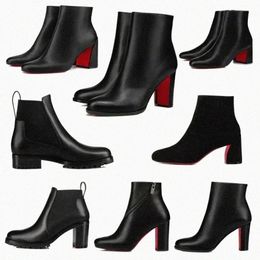 Red-Bottoms populares zapatos de moda mujeres botines cortos vestido tobillo botas tacones botas de lujo rojos soles tacón para mujer bomba Q63e #