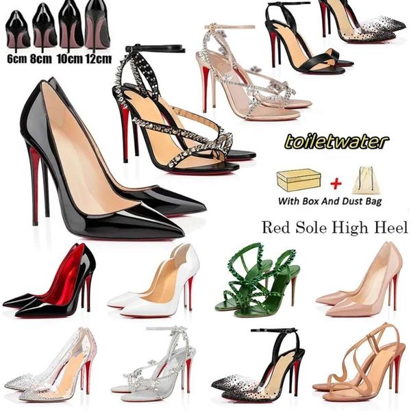 Red Bottomshoes habille des sandales élégantes So Me Women habille des chaussures de chaussures Pumps Pumps à lacets Spike Stiletto-Heel en cuir doux Femmes hauts High Taille Rivet 35-43 Chaussures pour femmes