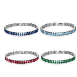 Bracelet rouge avec chaînes de tennis en diamant Hip-hop Tide Bracelet pour femme Zircon carré 2,5 * 5 mm Bracelet Bracelets de tennis Pour bracelet en diamant lâche Bijoux